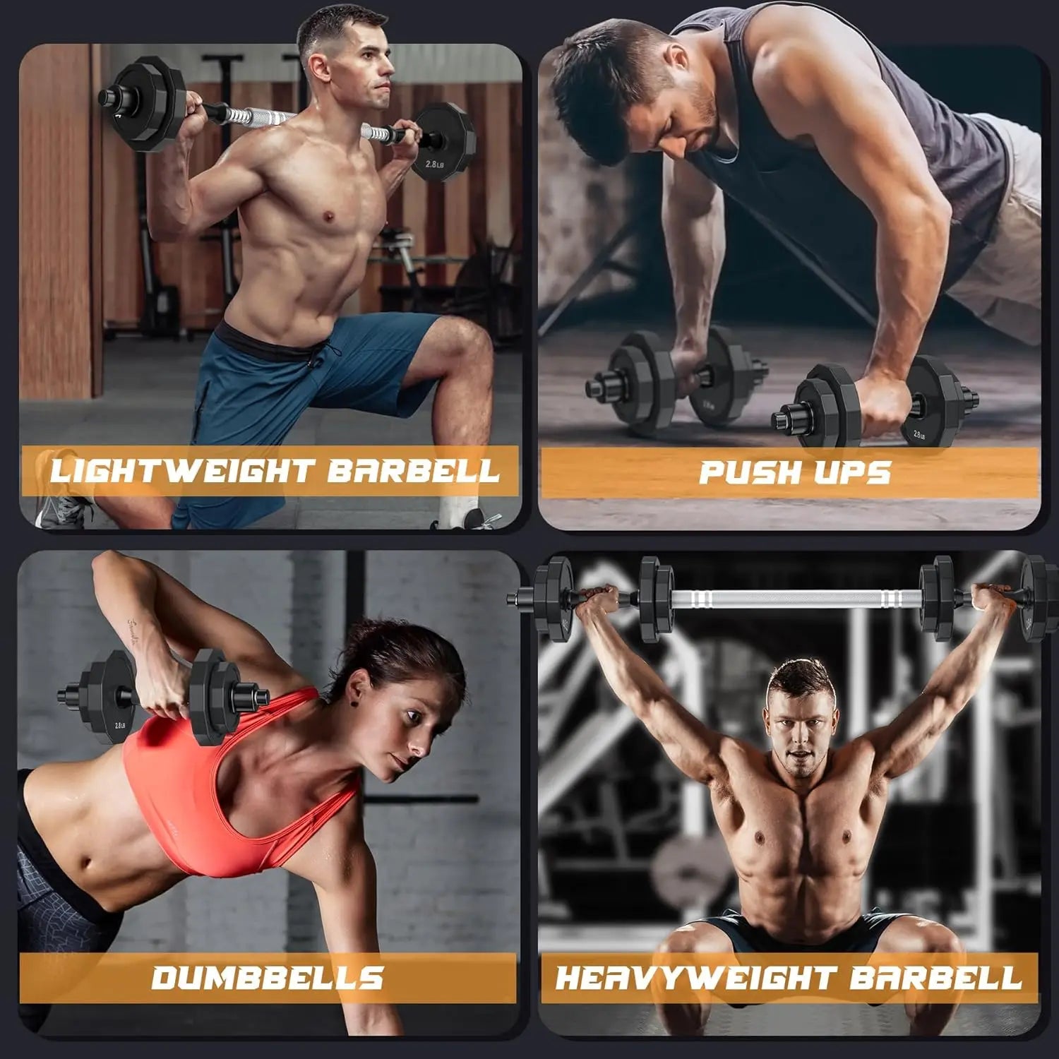 22–88LB Adjustable Dumbbell & Barbell Set