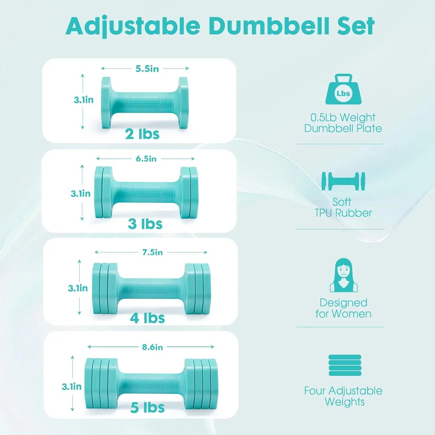 4-in-1 Women’s Adjustable Dumbbell Set