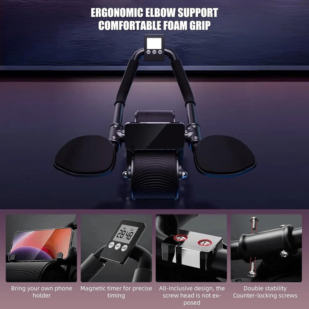 Auto Rebound Ab Roller with Elbow Support