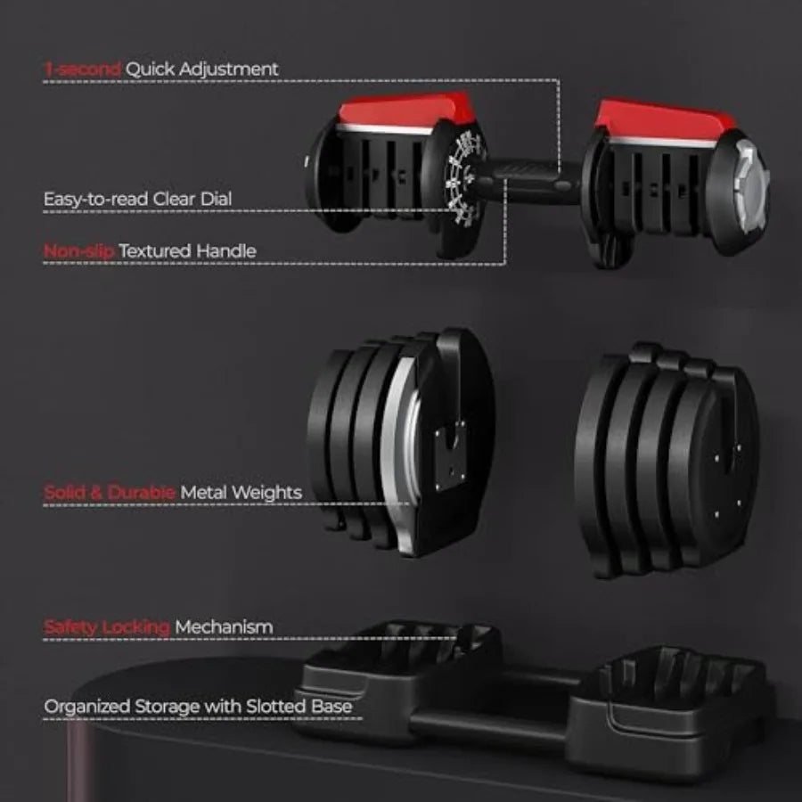 40/52.5/90LB Fast Adjust Dumbbell Set