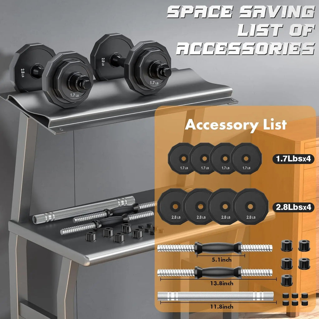 22–88LB Adjustable Dumbbell & Barbell Set