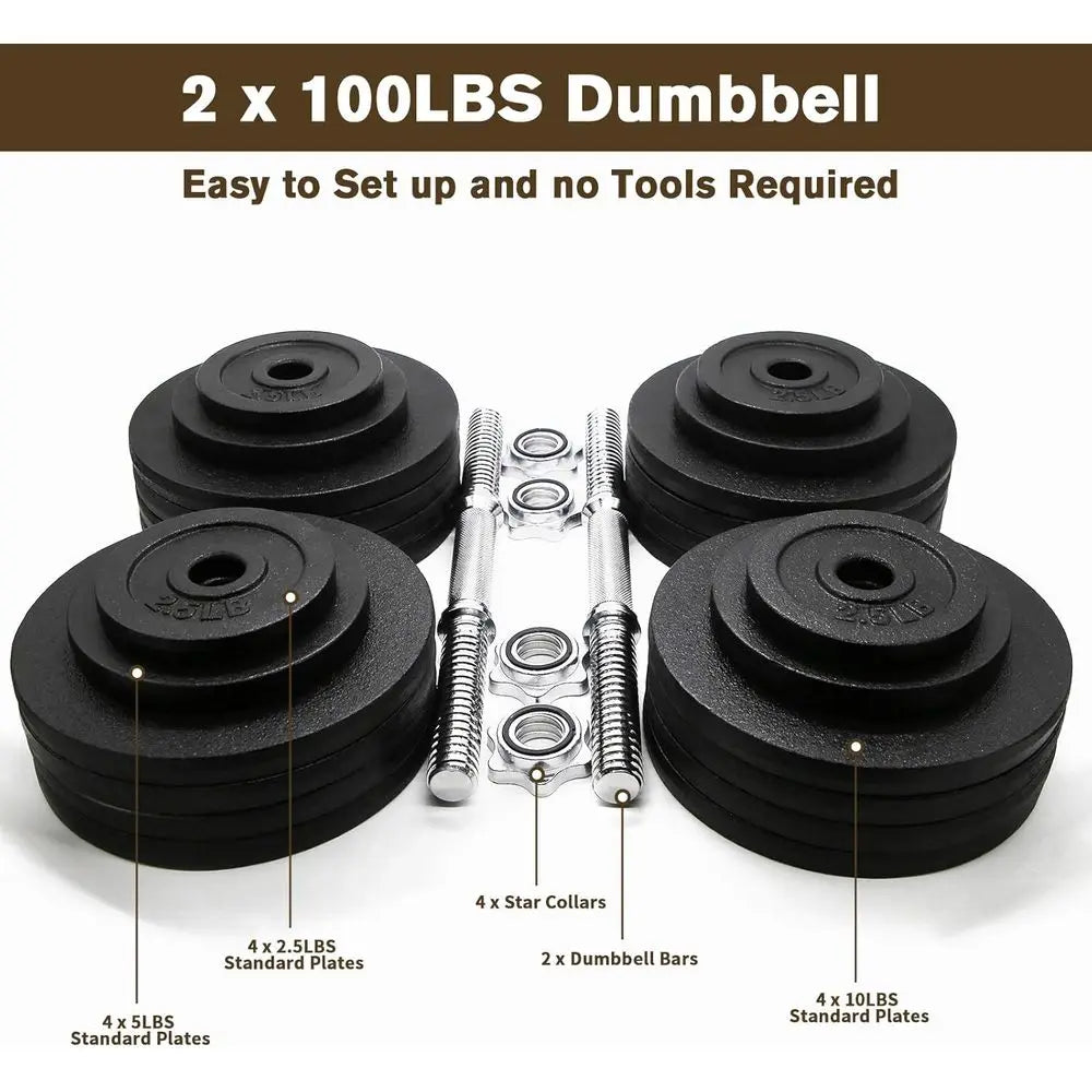 200LB Adjustable Dumbbell Pair