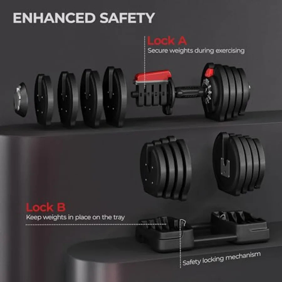 40/52.5/90LB Fast Adjust Dumbbell Set